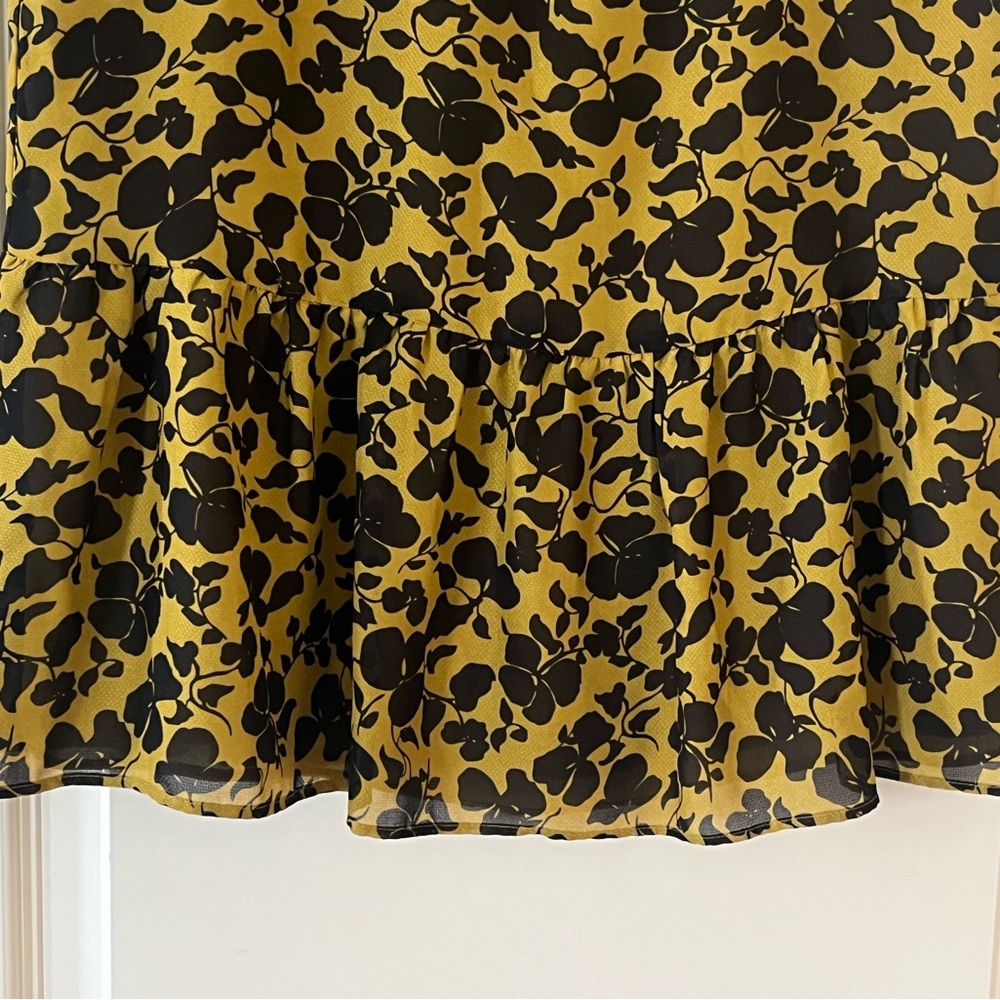 Ann Taylor Factory Floral Print Blouse Black and Dark Yellow Women’s Size XS - Picture 8 of 15